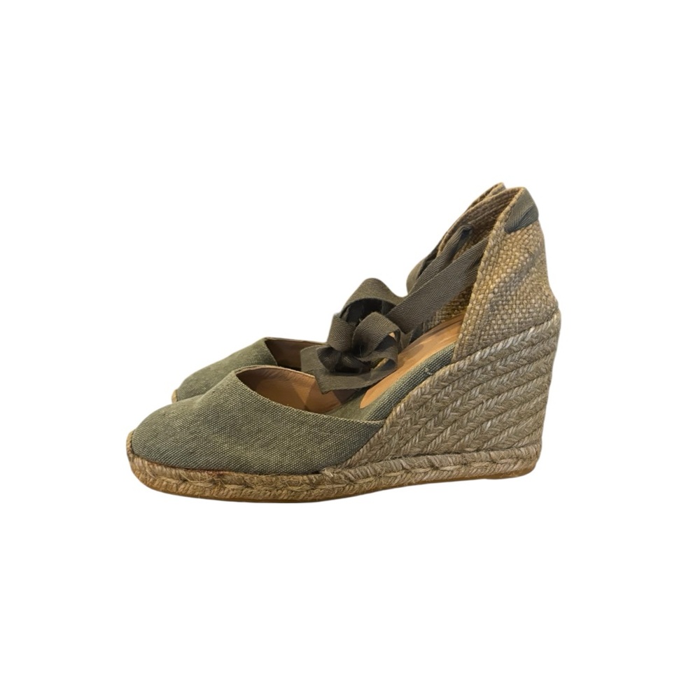 Castaner Olive Green Wedge Espadrilles